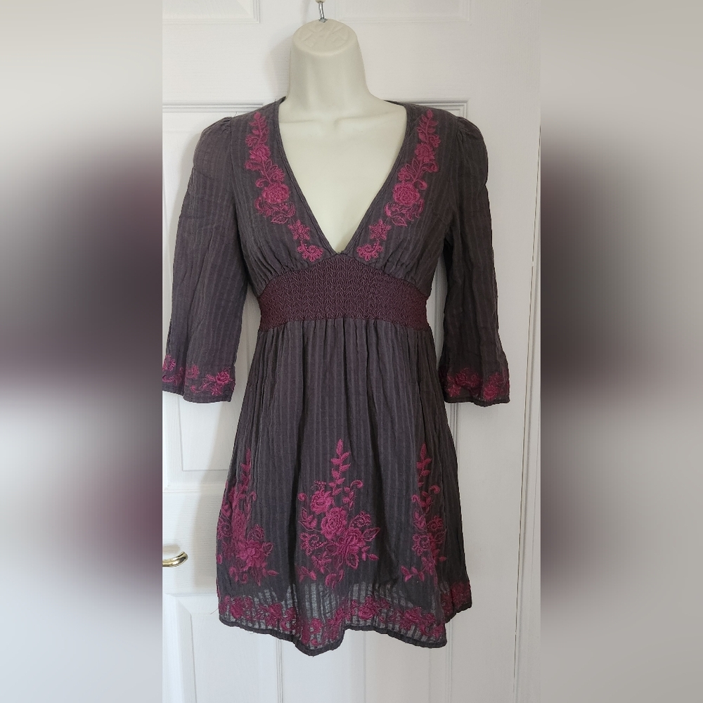 Boho v-neck long-sleeved dress